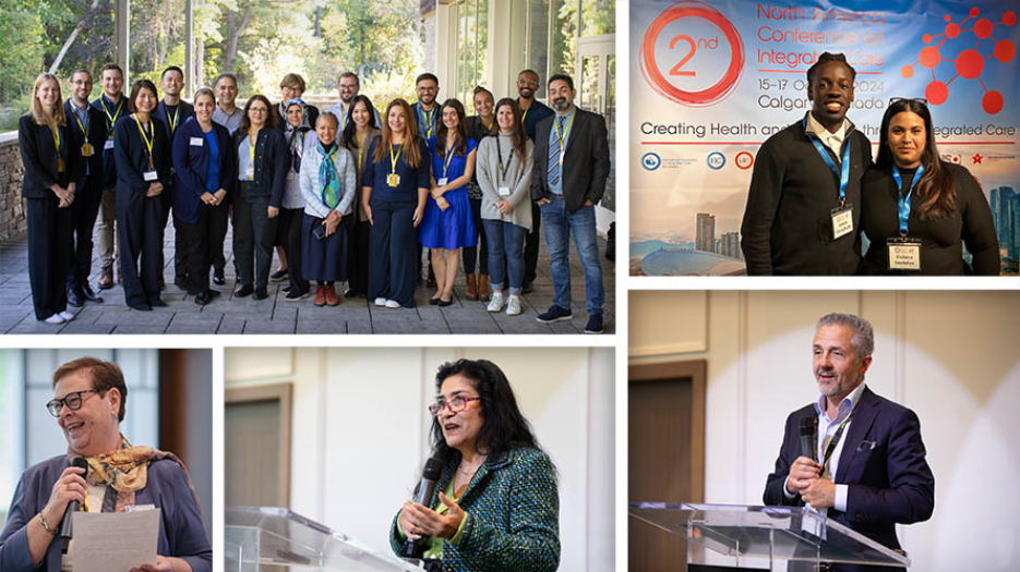 Collage of people who attended or spoke at research event